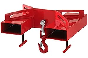 MELEG Forklift Lifting Hook, Forklift Lifting Hoist, Red Forklift Mobile Crane with Swivel Hook and Two Large T-Screws, Hook Forklift Lifting Hoist, Fork Lifting Attachment,3T