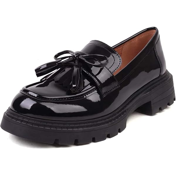 Amazon.com | FOWT Men Glossy Square Toe Tassels Decor  display picture 3