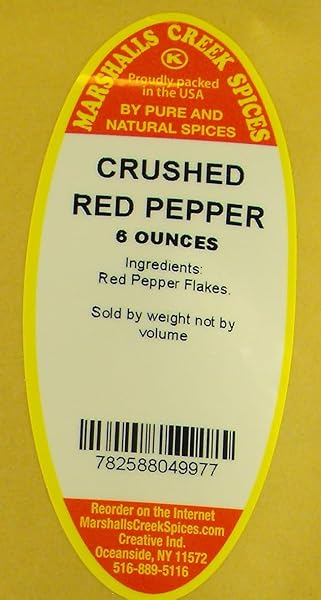 MARSHALLS CREEK SPICES CRUSHED RED PEPPER 6 OUNCE ECO FRIENDLY KRAFT STAND-UP POUCH