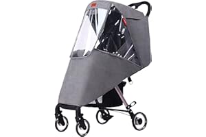 ITODA Universal Rain Cover for Baby Stroller Waterproof Windproof Rainy Weather Guard Air Holes Wind Dust Protection Breathable Shield Elastic Band Transparent Accessories with Storage Pocket