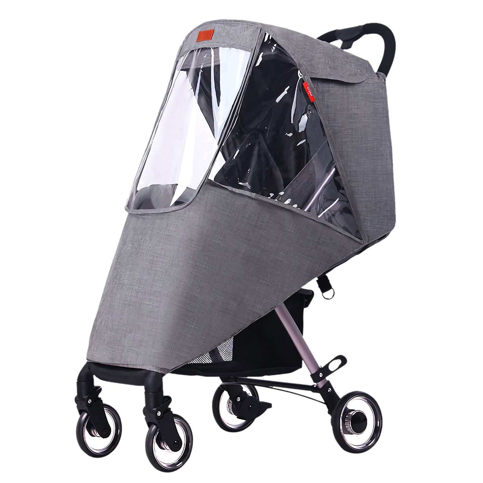 Photo 1 of Universal Rain Cover for Baby Stroller Waterproof Windproof Rainy Weather Guard Air Holes Wind Dust Protection Breathable Shield Elastic Band Transparent Accessories with Storage Pocket
