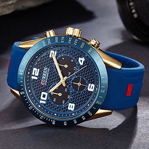 CURREN Relojes Hombre de la Marca de fábrica de la Correa de Silicona Reloj análogo de Cuarzo 8167 - Imagen 4