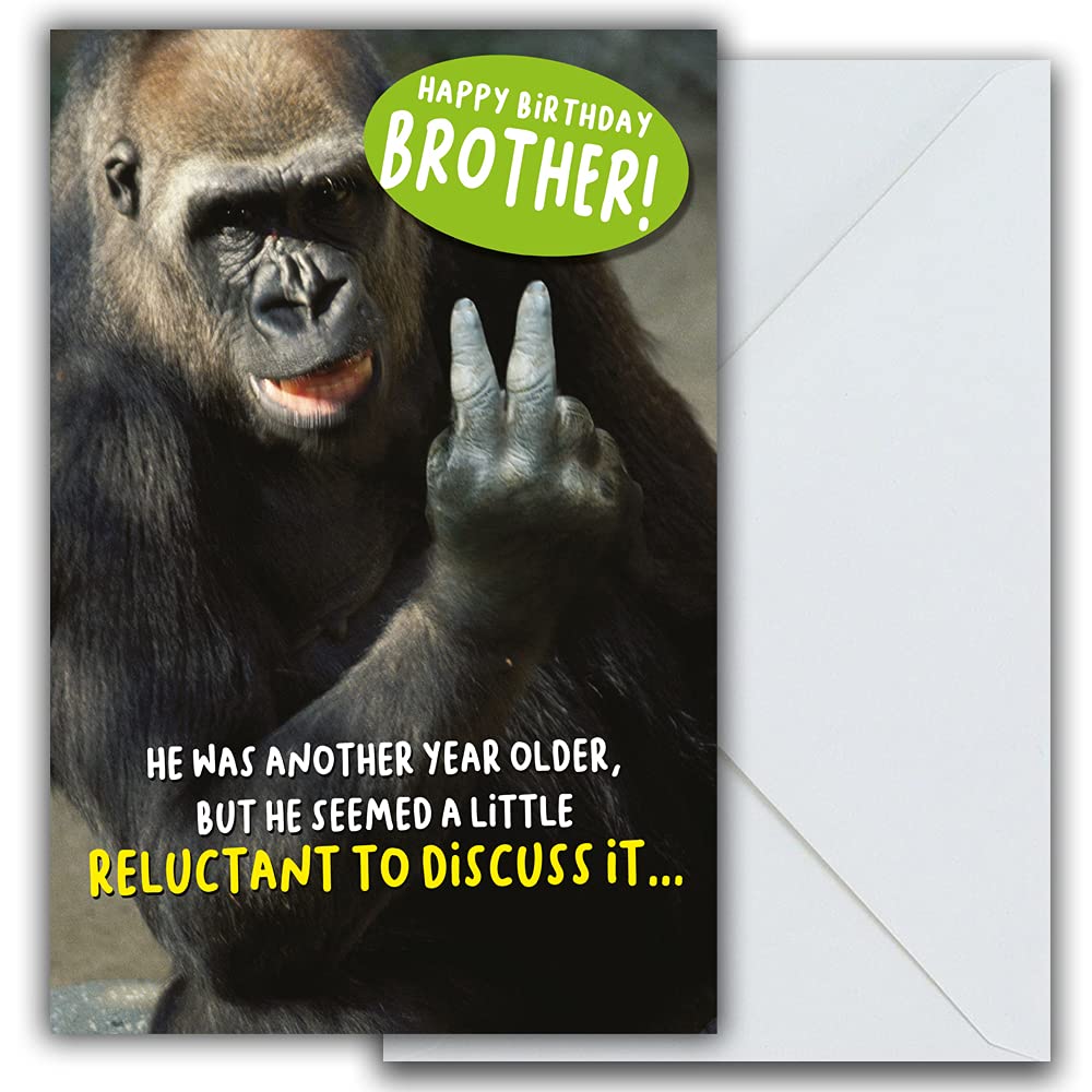 Happy Birthday Card Brother, Reluctant, Brother, Greetings Card, Brother Birthday Cards, Funny Birthday Card