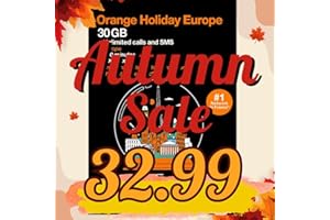 ROAMING SAVER Orange Holiday Europe Prepaid Sim 30GB Internet Data | 30 Days-Use | Data tethering Allowed | 120min & 1000 SMS from Europe to Any Country Worldwide+1 Sim Card Holder+1 Pin