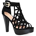 TRENDSup Collection Open Toe Ankle Strap Sandal – Western Bootie Stacked Heel Open Toe Cutout Shoes
