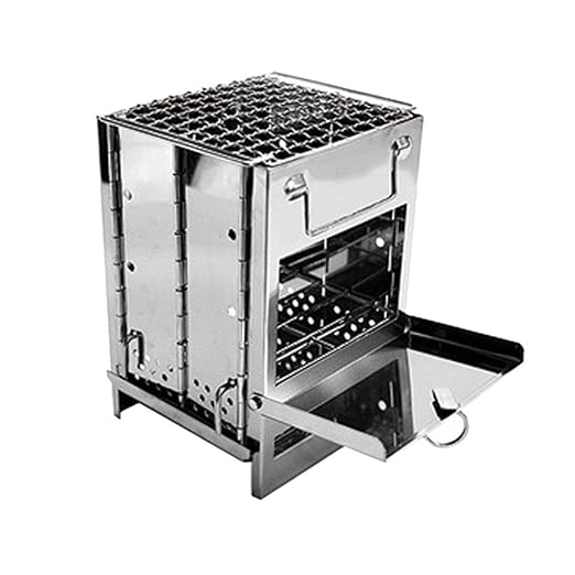 Abracing Mini faltender Holzkohleofen-Edelstahl-Quadrat-BBQ-Grill für im Freien