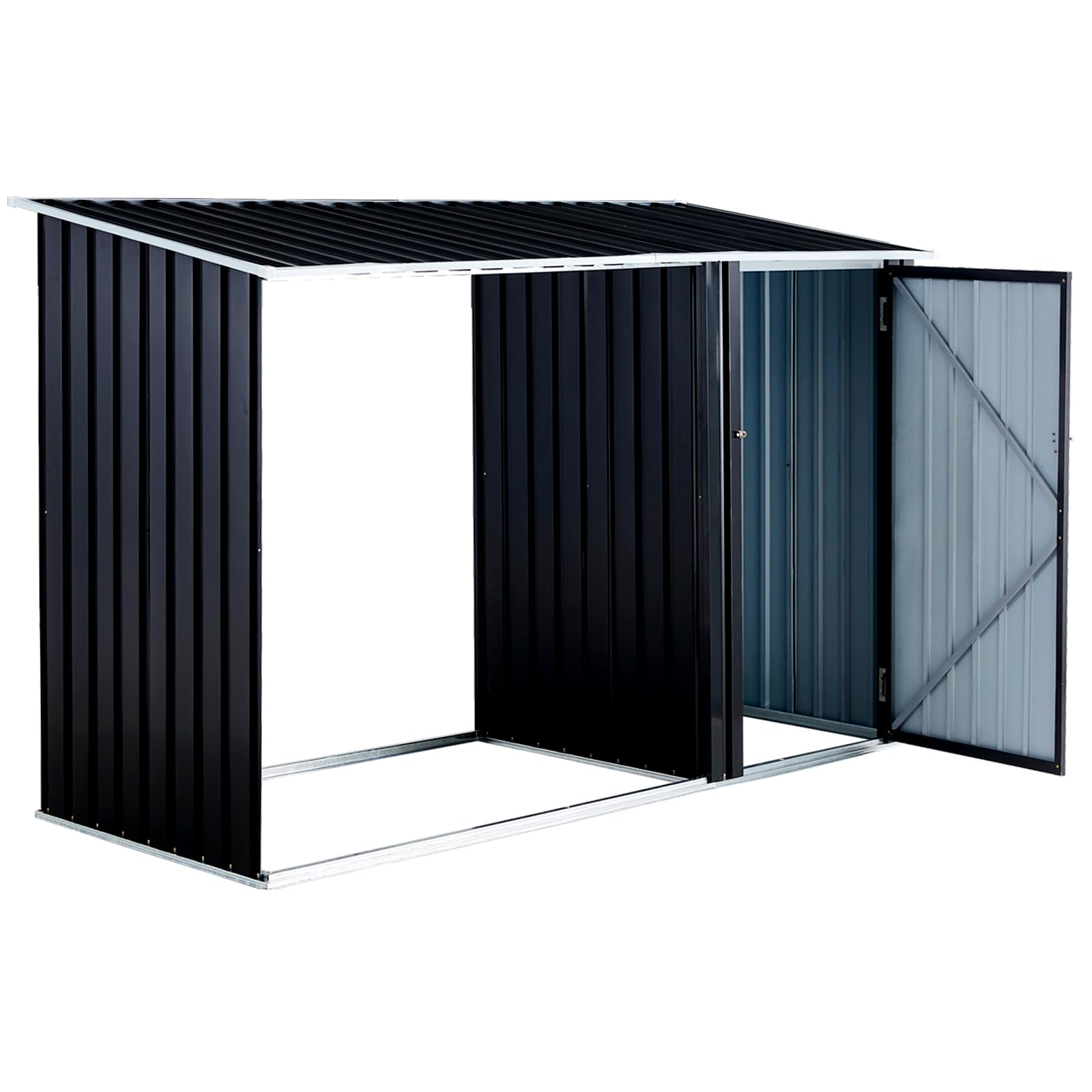 Photo 1 of ***A LITTLE SCRAPPED UP AND SCRATCHED HAS BEEN USED*******Ball & Cast 98" Firewood Storage Shed,2-in-1 Galvanized Steel Outdoor Shelter Rack with Log Holder,Anthracite Waterproof House Tool Cabinet w/Lockable Doors and Pitched Roof,for Bicycles,Dark Gray