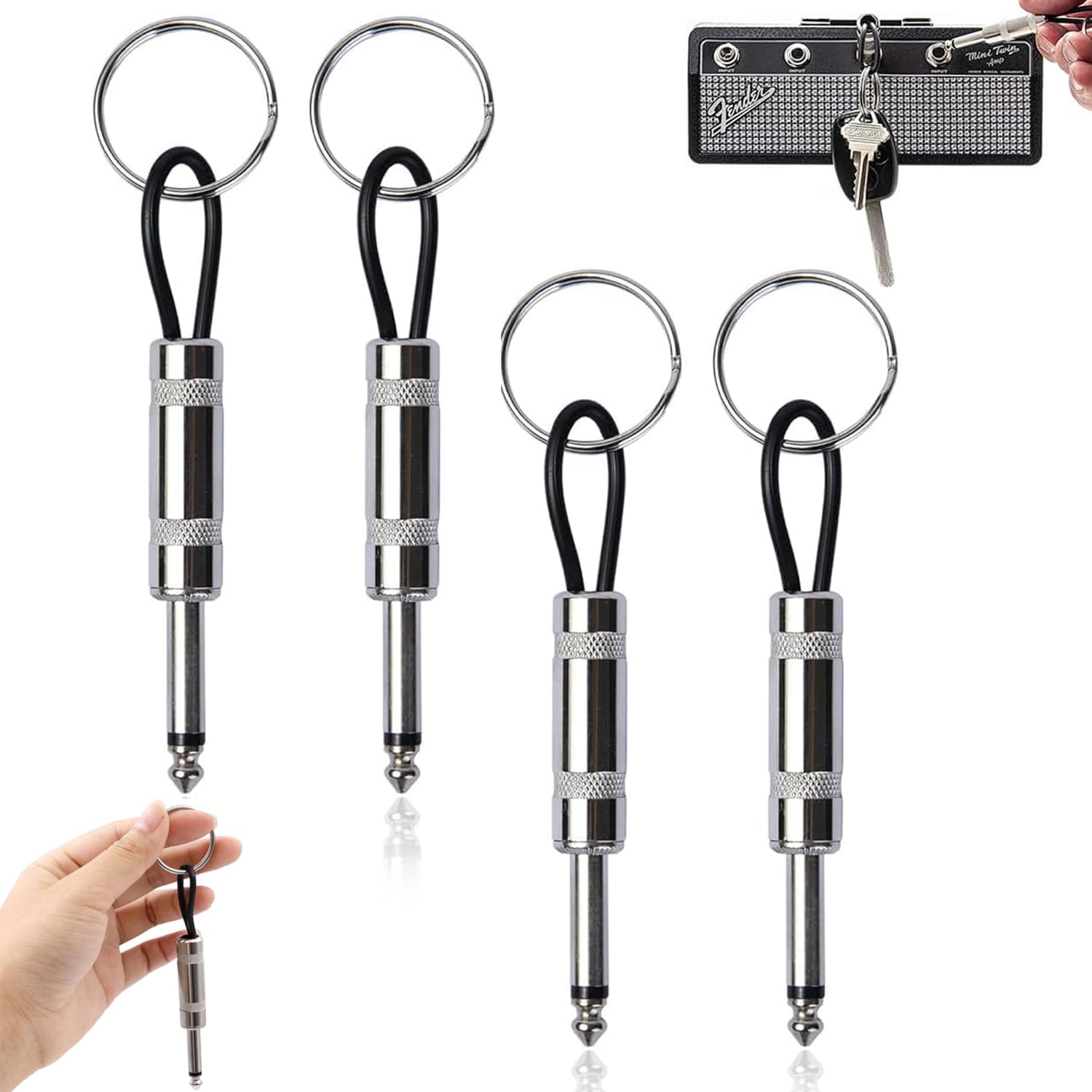 Norhogo 4 Pack Guitar Plug Keychain for Marshall JCM800 Guitar Amp Key Hooks, Key Holder with 6.35mm Plug, Marshall Key Holder, Stylish and Unique Key Holders for The Home for Hanging and Decoration