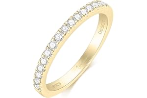 SILVERNANA Moissanite Wedding Band,925 Sterling Silver Wedding Ring for Women Stackable Eternity Rings for Her Size 4-10