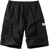 OYOANGLE Women's Summer Cargo Hiking Shorts Elastic Waist Drawstring Workout Shorts with Pocket