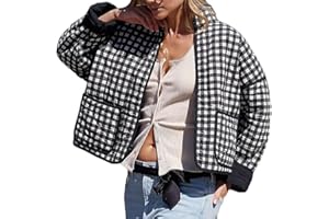 VAOYIU Women's Cropped Puffer Jacket Vintage Cardigan Floral Printed Lightweight Open Front Padded Quilted Coats