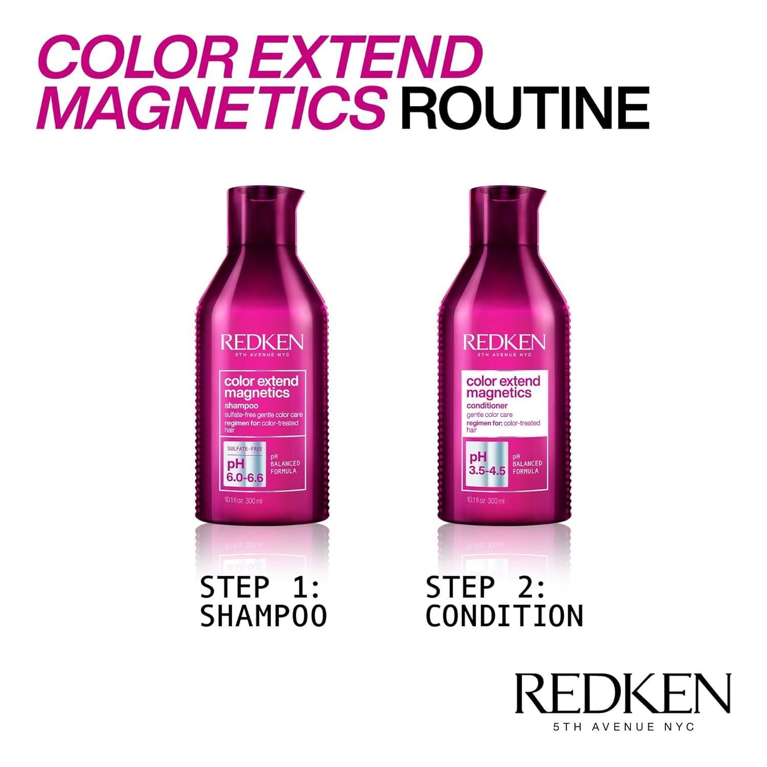 REDKEN Color Extend Magnetics Shampoo For Color-Treated Hair - Gently Cleanses & Protects Color, With Amino Acid, Sulfate-Free Shampoo