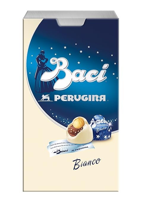 BACI PERUGINA BIANCO Cioccolatini al cioccolato bianco ripieno al gianduia e nocciola intera 200g