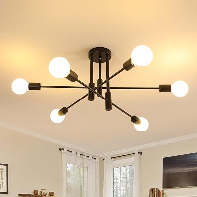 Comely Modern Sputnik Chandelier 6-Lights E27 Black Ceiling Light