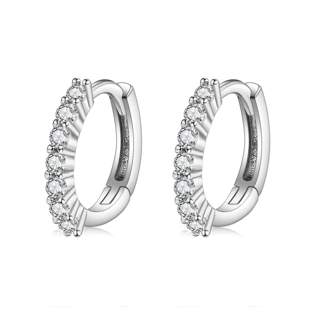 PEARLOVE Mini Hoop Earrings,925 Sterling Silver Rose Gold Huggie Earrings, Hoops Small Round Hoop Earrings for Women and Girls…