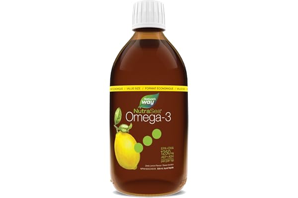 Nature's Way NutraSea Omega 3 Fish Oil Liquid Supplement – Zesty Lemon Flavour, Non-GMO – Heart & Brain Support – EPA & DHA,
