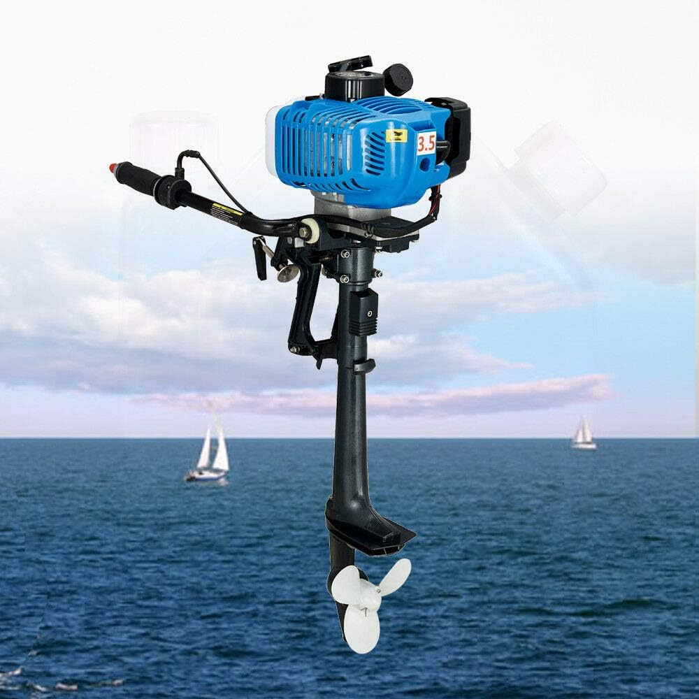 Outboard Motor, 2 Stroke 3.5HP Heavy Duty Outboard Motor 2.5KW Inflatable Fishing Boat Engine with Air Cooling CDI System (US Stock)