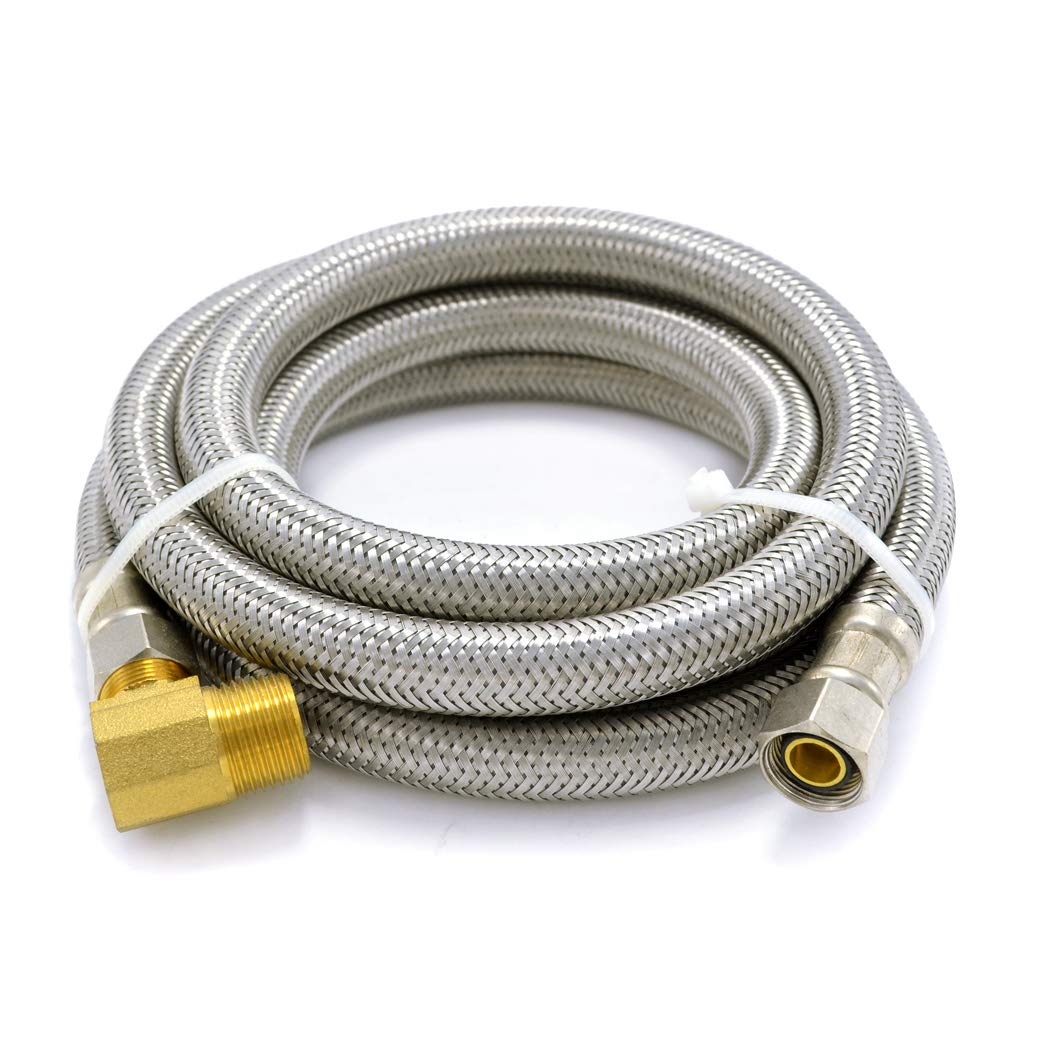 Universal Dishwasher Installation Kit,12 Ft Stainless Steel Braided Dishwasher Hose by TT FLEX,Burst Proof Water Supply Line with 3/8