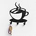 Key Holder Rack Wall Mounted - Modern Coffee Time Decor Key Organizer with 3 Hooks, Premium Quality Laser Cut Steel, Black Finish, Ready to Install with Included Screws & Anchors By Spectrum