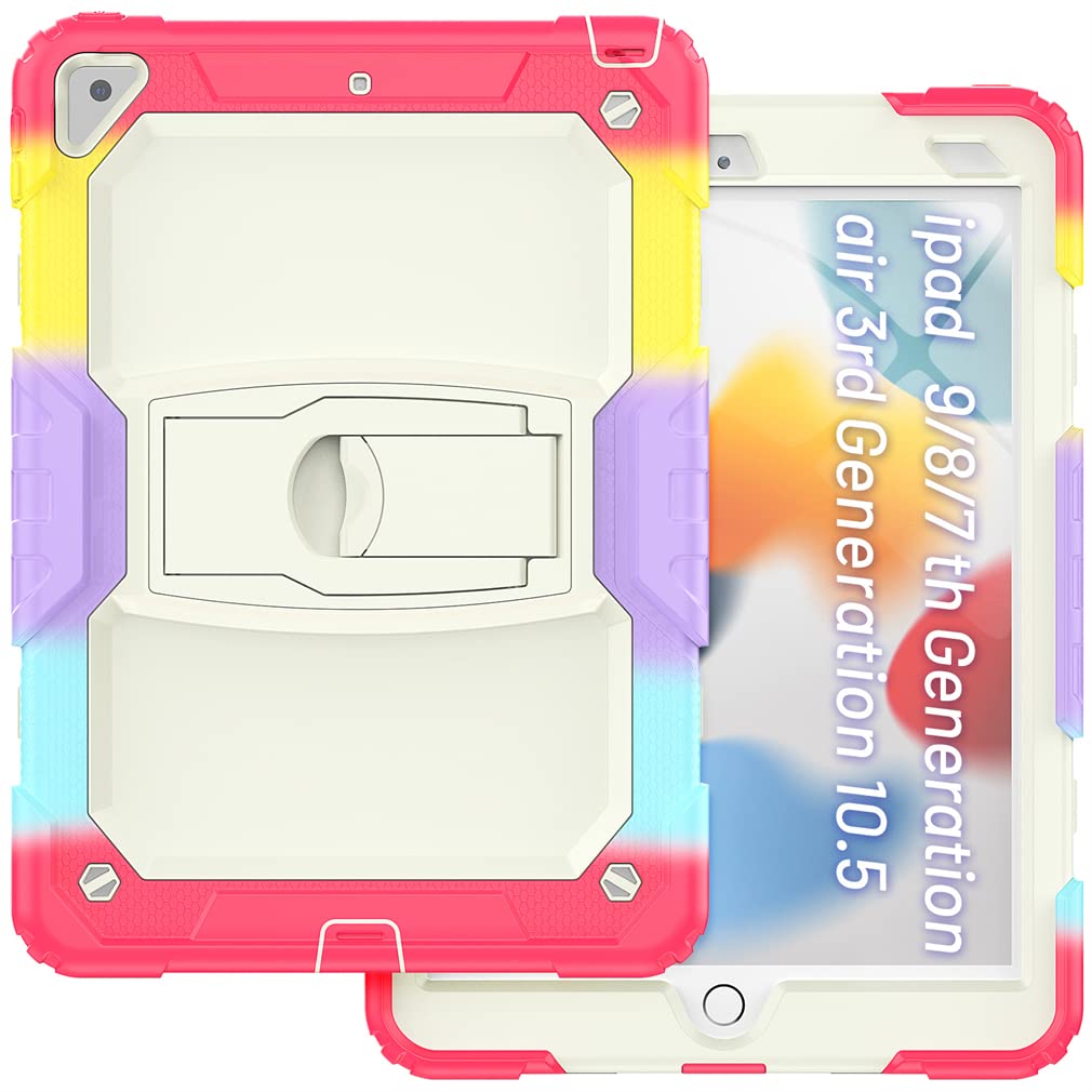 Case for iPad Air 3 2019 /iPad Pro 10.5 2017 with Holding Stand, Robust Shockproof Protective Case with 3-layer structure design, Camouflage red