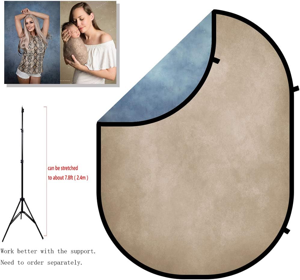 Kate Backdrops 5x6.5ft/1.5x2m Collapsible Backdrop Tan Double-Sided Backgrounds Blue Texture Portrait Backdrop Pop up Backgrounds Photography Carrying Case Included