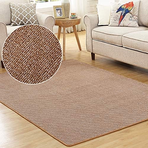DMGY Modern Short Pile Soft Rugs For Living Room Bedroom, High Density Blended Fabric Easy To Clean Shag Non-Slip Border,Brown,140Cm×200Cm [Energy Class A]