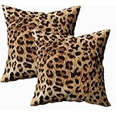 EMMTEEY Cheetah Print Pillow Covers, Western 18x18 Throw Pillow Cover Set of 2 Leopard Print Couch Pillow Cases Decorative Square Throw Pillows for Home Living Room Bedroom Bed Sofa Cushion Cover