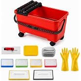Groviia 12 Pack Grout Cleaning System Set, 6 Gallon Grouting Bucket with 3 Spiral Rollers, 2 Rubber Floats, 2 Grout Sponges, 4 Diamond Hand Pads, Tile Trowel, Tiling Tools for Ceramic Tile Work