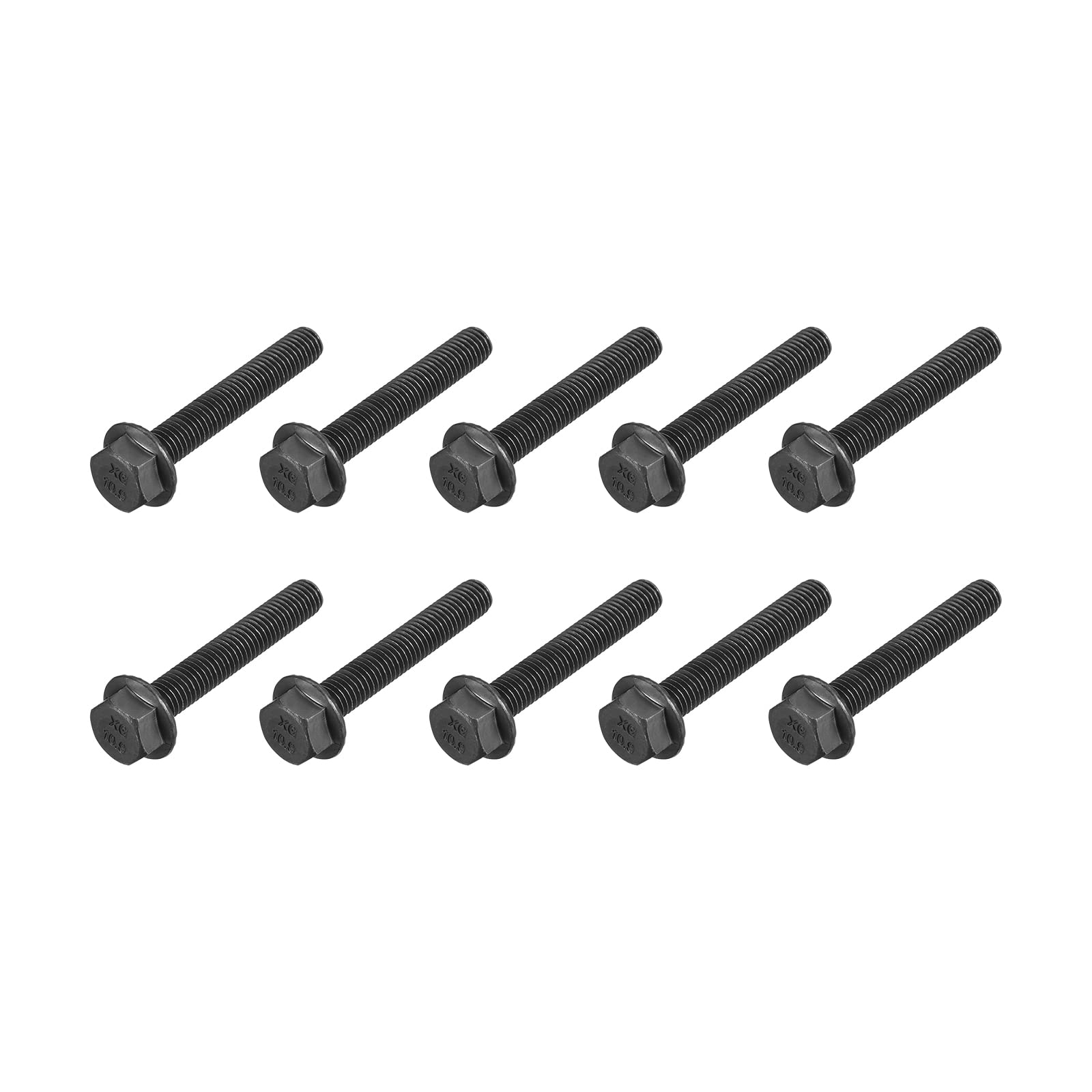 METALLIXITY Flanged Hex Head Bolts (M8x50mm) 10pcs, Hexagon Serrated Flange Bolt Fully Thread Screw - for House Construction Hardware Fasteners โ image 1