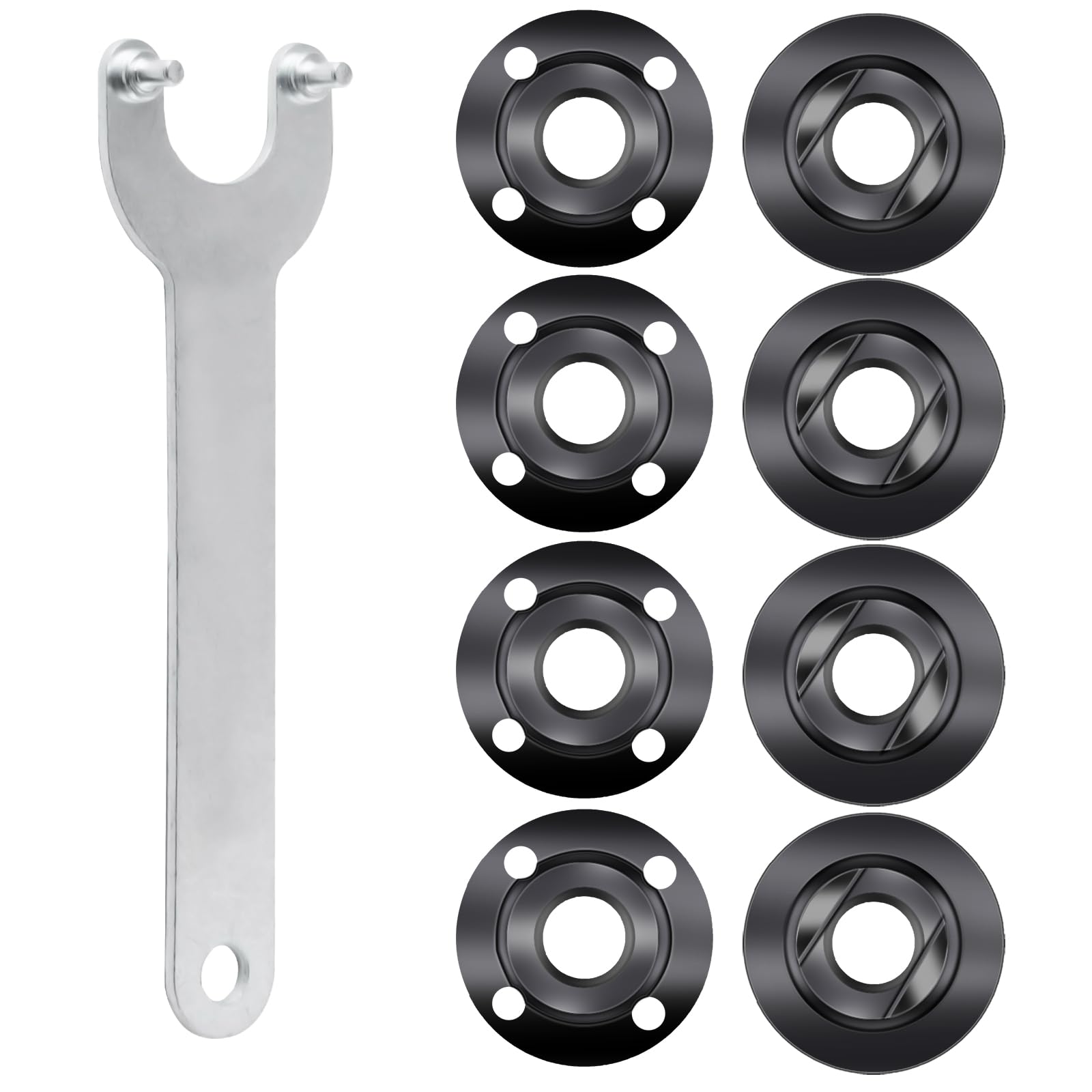 Photo 1 of 9pcs Angle Grinder Nuts, 1 Angle Grinder Wrench Spanner & 8 Angle Grinder Flange Nuts, 5/8-11 Metal Lock Compatible with Makita Dewalt Bosch Milwaukee Ryobi Metabo Grinder Nuts