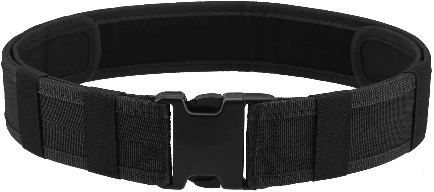 AGPTEK Nylon Tactical Combat Outdoor Airsoft Belt - Black Utility Belt with Quick Release for Airsoft Outdoor Activity