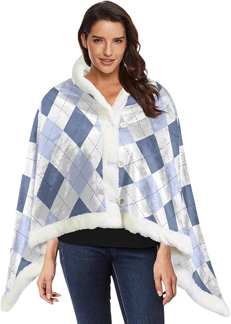 Amazon La Rose ブランケット ひざ掛け チェック 紫 3way 大判 着る 毛布 膝掛け 昼寝 ふんわり おしゃれ かわいい 防寒対策 冷房 洗濯可 車 オフィス 旅行 出張 キャンプ用品 80 135cm ひざ掛け ハーフケット オンライン通販