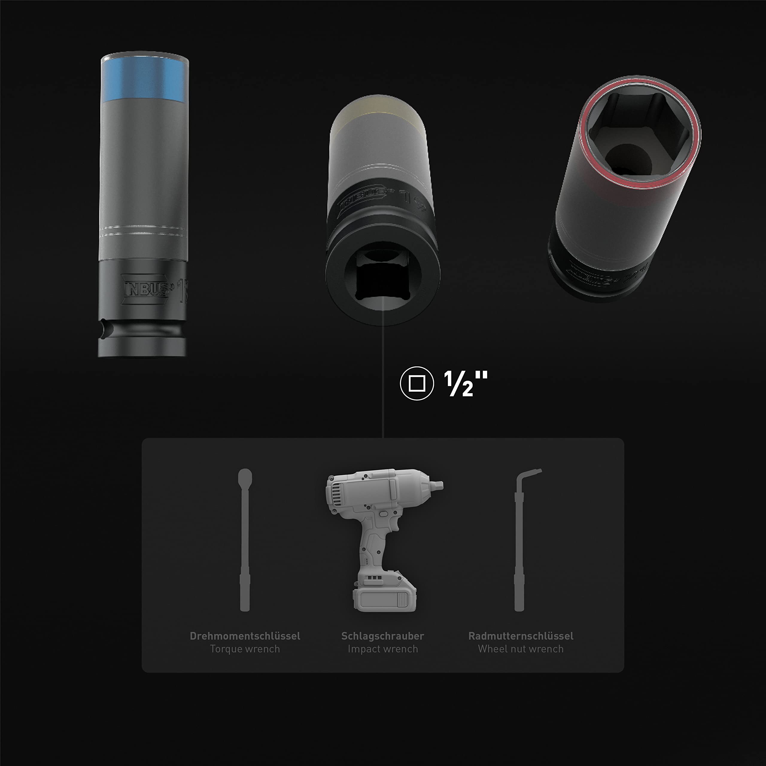 INBUS® 73660 Kraft Schoneinsatz Set 3tlg, 17–21mm 2