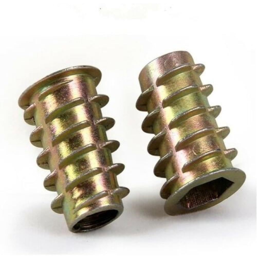 RADSO® M8 Wood Insert Hex Socket Nuts Threaded Insert/Bushes Flanged Hex Socket (Type D) Nut For Wood Timber Furniture Wardrobes Shoe Cabinets Bookcases DIY M8 x 20mm (Pack of 10)