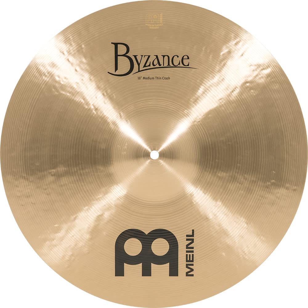Meinl Cymbals Byzance Traditional Crash Medium Thin Cymbal 18 inch (Video) for Drum Kit (45,72cm) B20 Bronze, Traditional Finish (B18MTC)