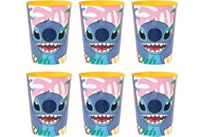 Disney Stitch 16oz Plastic Stadium Cup Bundle Pack of 6 | Reusable Party Tumbler Drinkware for Kids Boys Girls | Lilo & Stitc