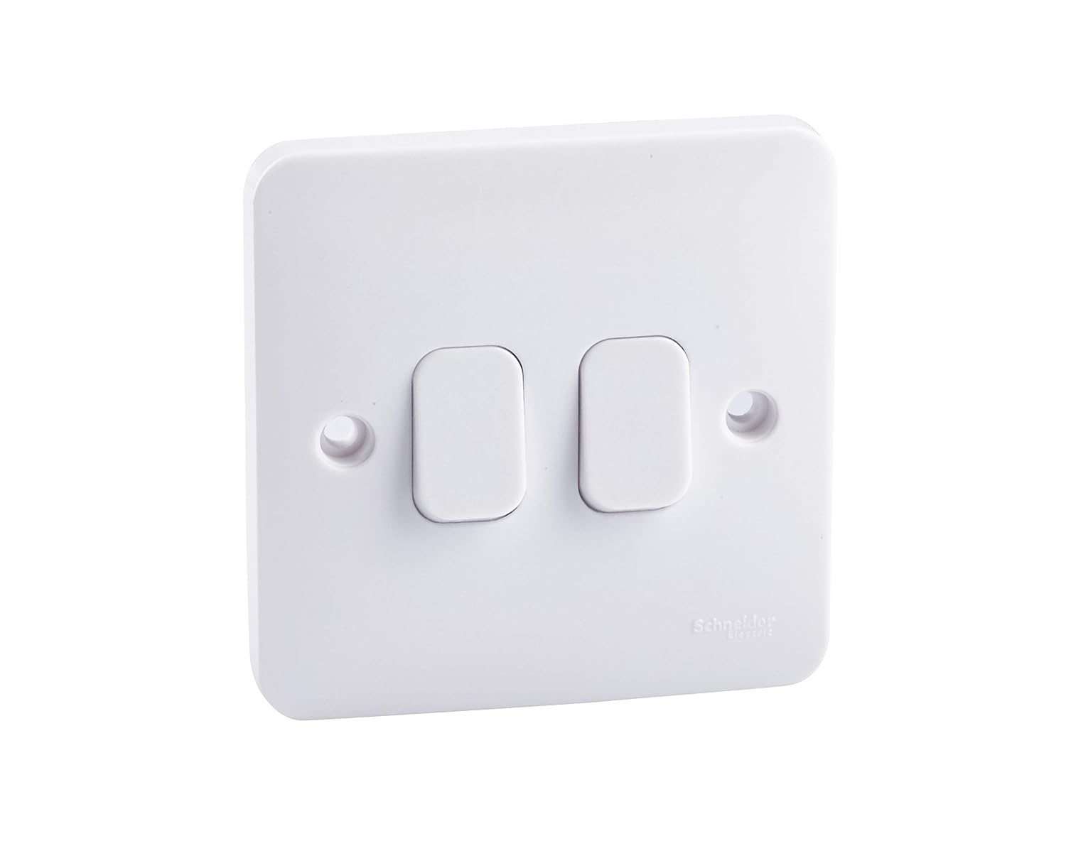 Schneider Electric Lisse White Moulded - Double 2 Way Light Switch, 10AX, GGBL1022S, White, 2 Gangs