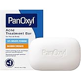 PanOxyl Acne Treatment Bar with 10% Benzoyl Peroxide, Maximum Strength Bar Soap for Face, Chest and Back, Benzoyl Peroxide So