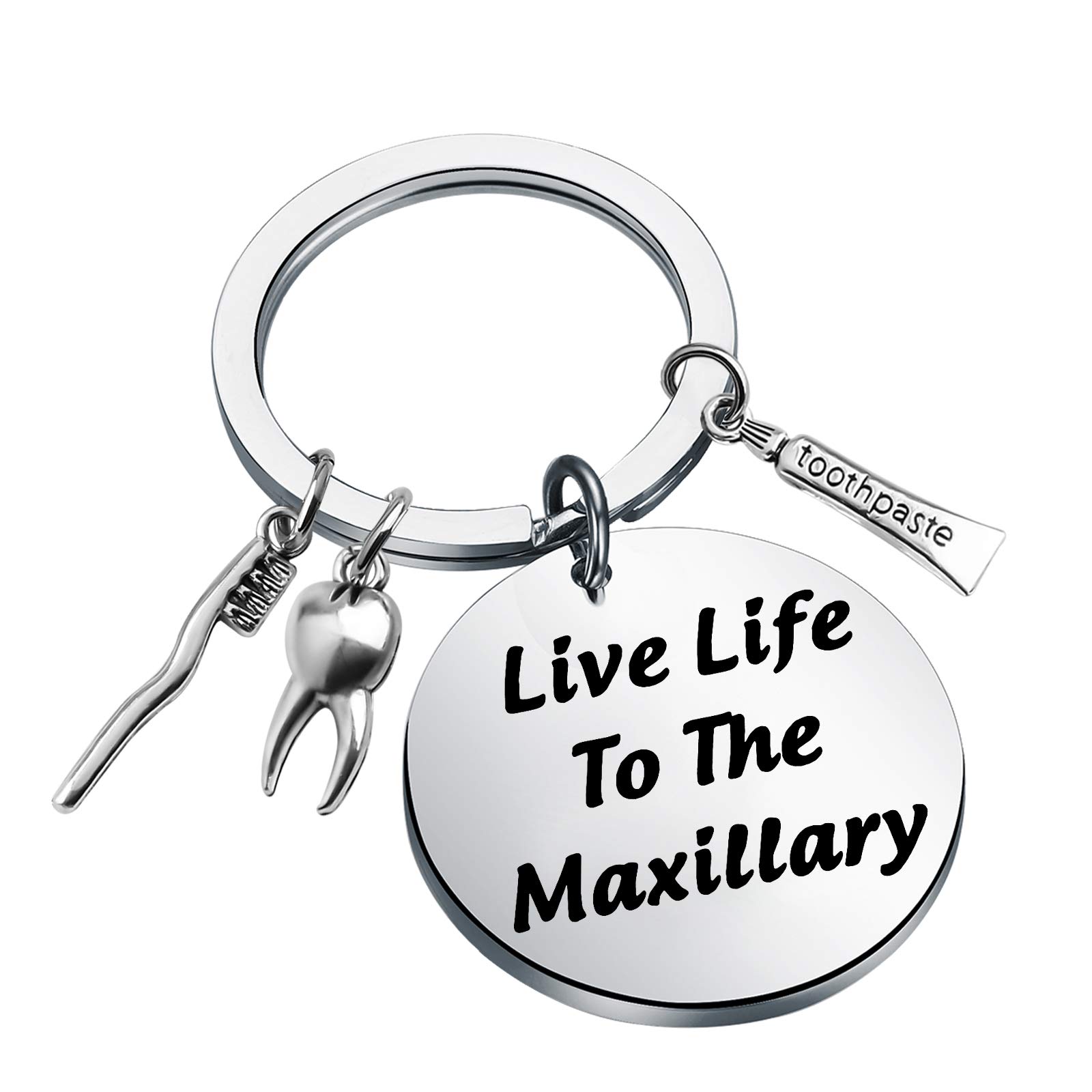 CENWA Dental Humor Keychain Live Life to The Maxillary Keychain Dentists Gift Dental Hygienist Gift (Live Life K)