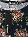 Allegra K Women's Scoop Neck 3/4 Puff Sleeves Printed, Navy Blue, Size 10.0