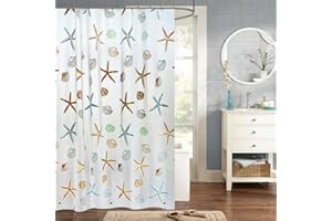 MYRATTS Plastic Shower Liner - Premium PEVA 4G Shower Curtain Liner with Rustproof Grommets and 3 Weighted Magnets, Waterproof Shower Curtains for Bathroom (Starfish, 72"x 72")