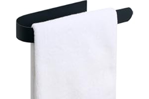 HouseAid Self Adhesive Hand Towel Holder for Bathroom, Stainless Steel Adhesive Towel Bar, No Drilling Modern Hand Towel Hanger, Matte Black