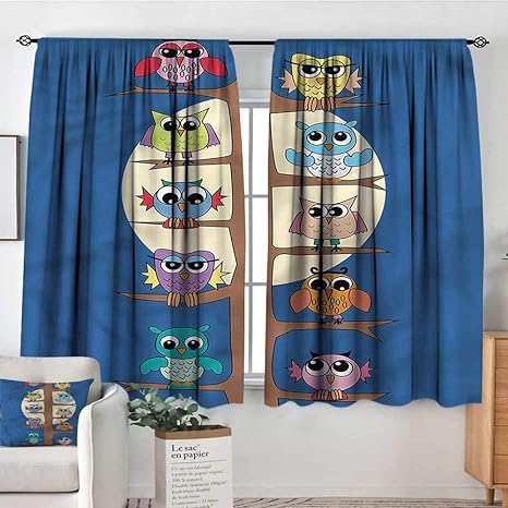 Amazon Com Sanring Kids Indo Panes Drapes Nursery Owls In Cartoon