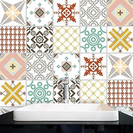 Wall Genie Retro Tile Stickers Transfers For Kitchen Bathroom And