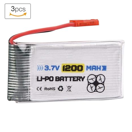 Dilwe RC LiPo Akku, ENGPOW 3,7 V 1200mAh Wiederaufladbarer LiPo Akku mit JST Stecker( 3 Stück)