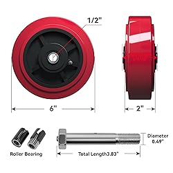 LONGRUNFORU 6 Inch Caster Wheels, Polyurethane on