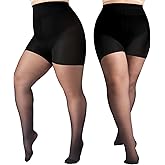 Aaronano 2 Pairs Plus Size Control Top Pantyhose Ultra-High Waist Tights 40D Sheer Shaping Support Stockings
