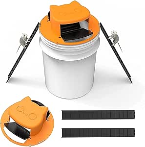 Slide Bucket Lid Mouse Trap, Humane Rat Trap with 2 Ramps Multi Catch Lethal Mice Trap Auto Reset for Indoor Outdoor 5 Gallon Bucket Compatible