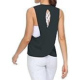 THE GYM PEOPLE Women's Open Cross Back Workout Tank Tops Loose Fit Sleeveless Yoga Running Shirts