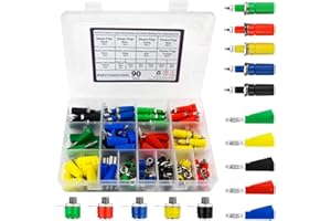 WMYCONGCONG 90 PCS 5 Colors 3 Types 4mm Banana Jack Socket Plug Binding Post Assortment Kit Test Probe Banana Connector for A